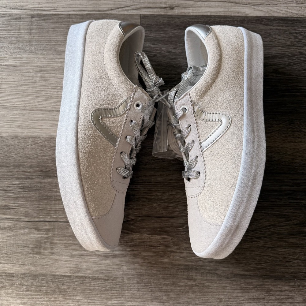 Vans Off The Wall Suede Low Top Mens 9 Light Beige Metallic Gray Casual Shoe - Picture 3 of 8